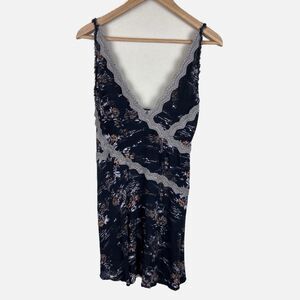 Free People Navy and Gray Floral Dress